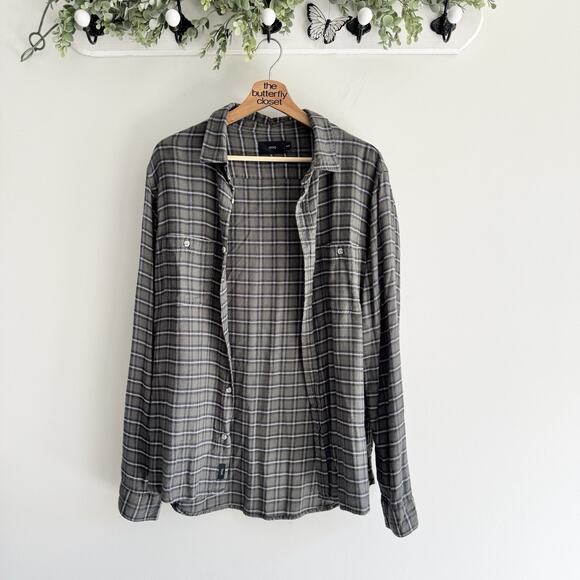 Mens Onia Grey Button Down Collared Viscose Shirt Medium CD4441 - Picture 1 of 5